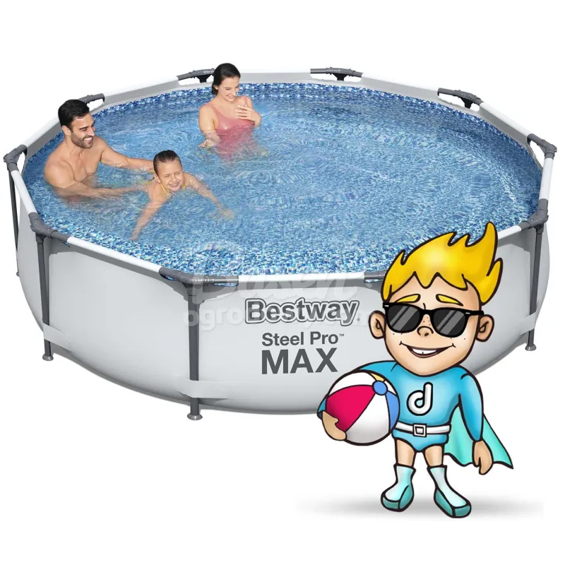 Bestway 56408 Stahlrahmen-Pool 305 x 76 cm 17-in-1, elegantes Design für Gartenentspannung
