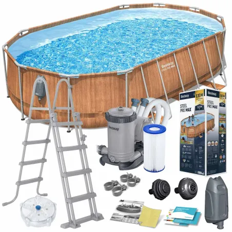Garten-Stahlrahmen-Pool 610 x 366 x 122 cm, ideal für den Garten, 13in1 Bestway 56719N