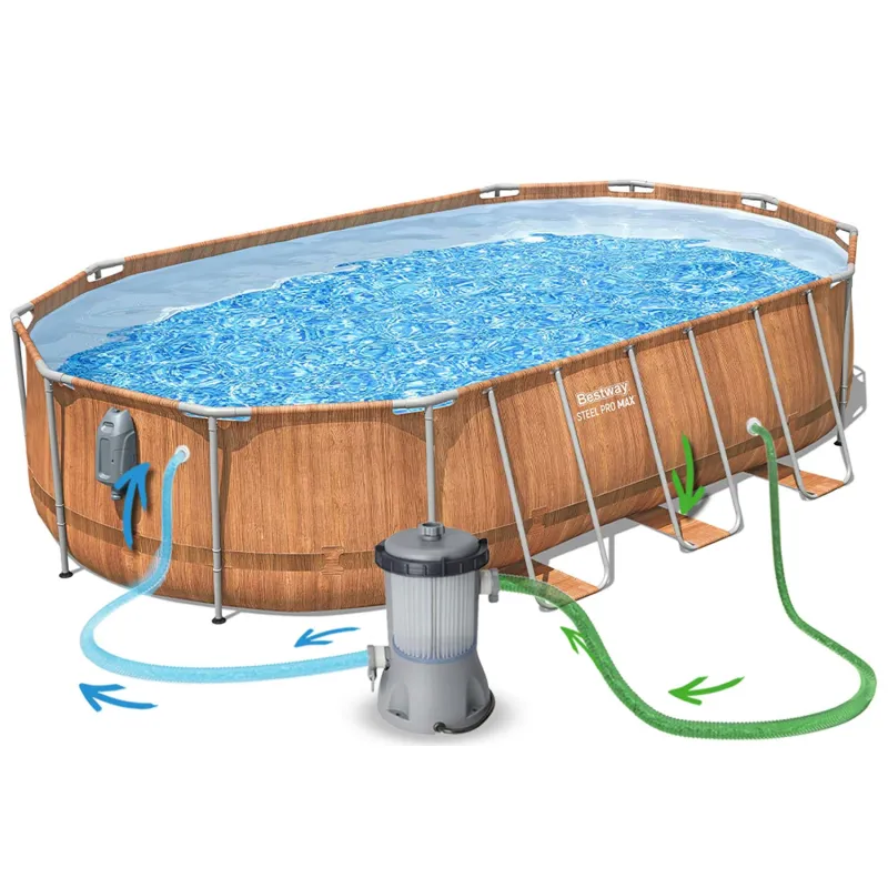 Robuster Garten-Stahlrahmen-Pool 610 x 366 x 122 cm, 13in1 Bestway 56719N