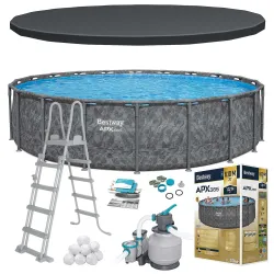 Garten-Stahlrahmen-Pool 610x132 cm 11in1, stabiler Rahmen für den Garten