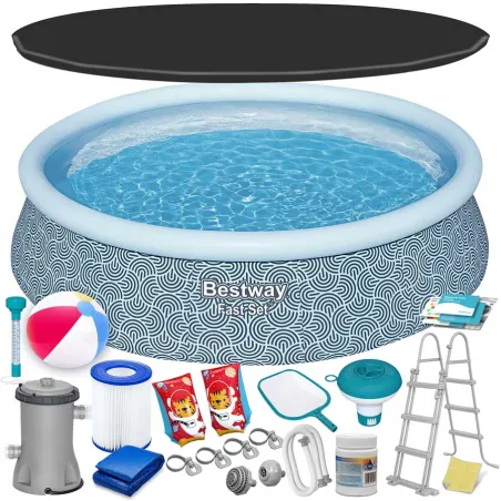 Bestway 57372 Rahmenpool 457 x 107 cm, ideal für Sommervergnügen im Garten