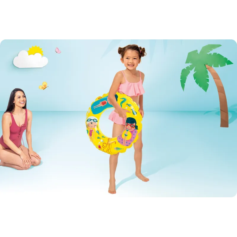 Bunter Schwimmring mit 61 cm Durchmesser, ideal für Wasserspaß im Sommer