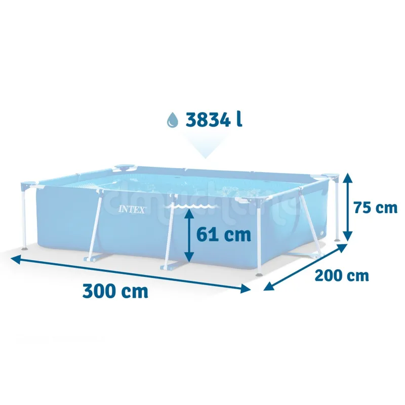 Perfektes Garten-Stahlrahmenbecken 300 x 200 x 75 cm für Kinder