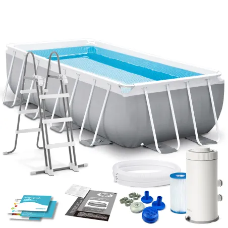 Garten-Stahlrahmenpool 400 x 200 x 100 cm Set 4in1 für den Garten