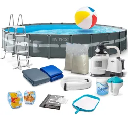 Garten-Rahmenpool 732 x 132 cm 17in1 Intex 26340, robuste Bauweise