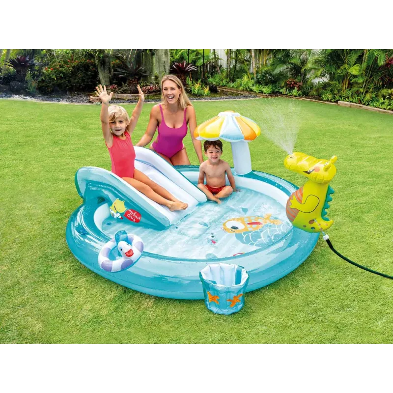 Grüner aufblasbarer Krokodil-Spielplatz, ideal für den Außenbereich für Kinder