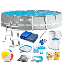 Stahlrahmen-Gartenpool 457 x 107 cm 18-teiliges Set INTEX 26724, robuste Bauweise