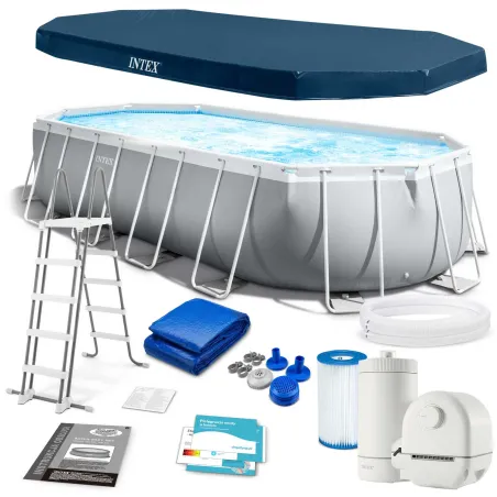 Stahlrahmenpool 610 x 305 cm mit 12-teiligem Zubehörset INTEX 26798