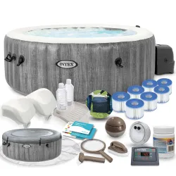 Aufblasbare Whirlpool mit Hydromassage 196 x 71 cm 4 Personen + Premium Zubehör INTEX 28440