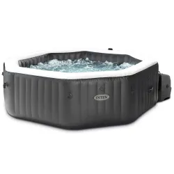 Aufblasbarer Whirlpool mit Hydromassage, ideal für Sommerveranstaltungen im Garten