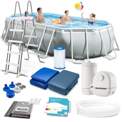 Stahlrahmen-Pool 503 x 274 x 122 cm 12-teiliges Set aus robustem Material