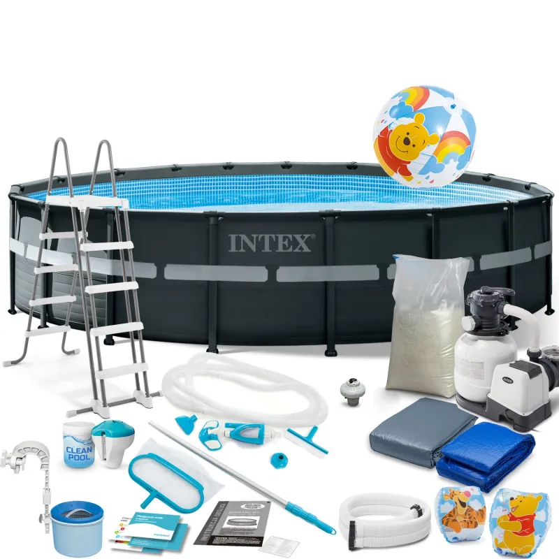Garten-Stahlrahmen-Pool 549 x 132 cm, ideal für den Garten, robuste Bauweise