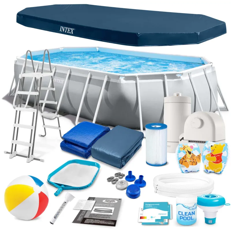 Rechteckiger Pool 503x274x122cm mit 18 Zubehörteilen, ideal für den Garten
