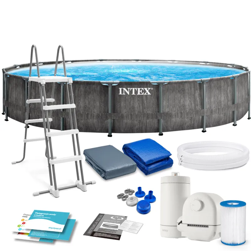 Stahlrahmen Pool 549 x 122 cm 12-in-1, robustes Material für den Garten