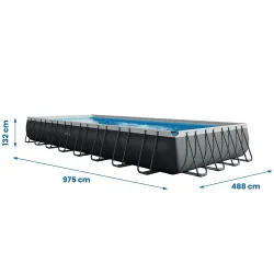 Ideal für Gartenaktivitäten, Stahlrahmenpool 975 x 488 x 132 cm für den Sommer