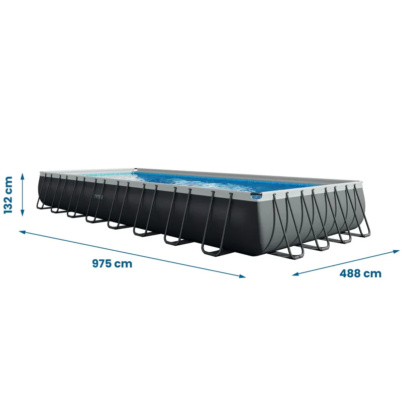 Ideal für Gartenaktivitäten, Stahlrahmenpool 975 x 488 x 132 cm für den Sommer