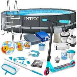Garten-Stahlrahmenbecken 488 x 122 cm 21in1 Set INTEX 26326 + Roller GRATIS
