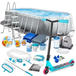Stahlrahmen-Pool 610 x 305 x 122 cm, 21-teiliges Set INTEX 26798 mit gratis Roller