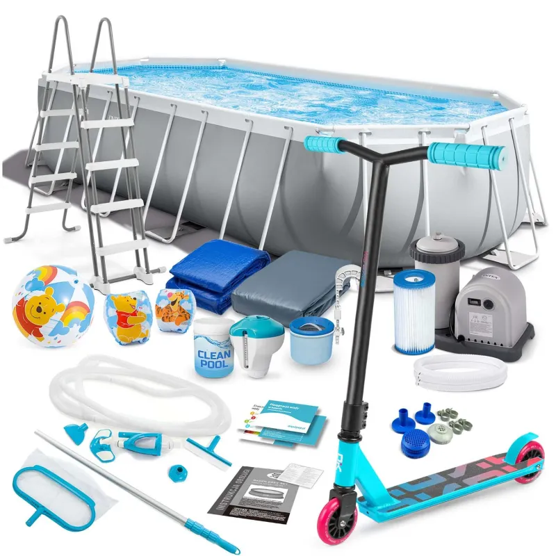 Stahlrahmen-Pool 610 x 305 x 122 cm, 21-teiliges Set INTEX 26798 mit gratis Roller