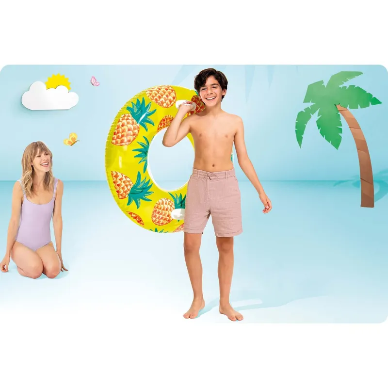 Bunter Ananas Schwimmring 107 cm, ideal für Wasserspaß