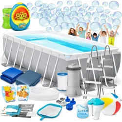 Garten-Rahmenpool 400 x 200 x 100 cm mit Seifenblasenmaschine, ideal für den Garten