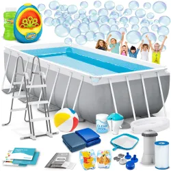 Stahlrahmenpool 400 x 200 x 122 cm mit Seifenblasenmaschine, ideal für den Garten