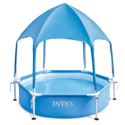 Stahlrahmen Pool für Kinder mit Sonnendach 183 x 38 cm, robustes PVC-Material
