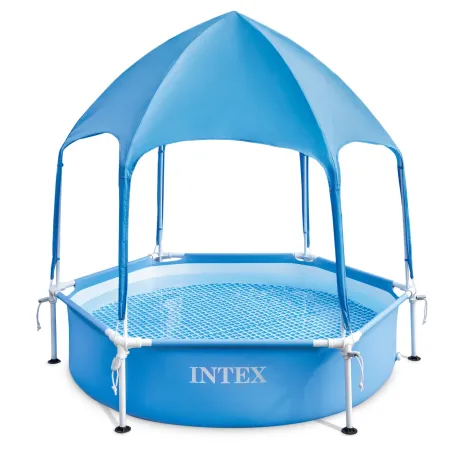 Stahlrahmen Pool für Kinder mit Sonnendach 183 x 38 cm, robustes PVC-Material