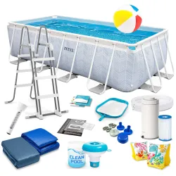 Stahlrahmen Pool 400 x 200 x 100 cm Set 18in1 für den Garten