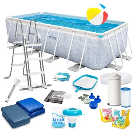 Stahlrahmen Pool 400 x 200 x 100 cm Set 18in1 für den Garten