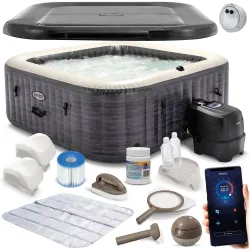 Aufblasbarer Whirlpool mit Hydromassage 4 Personen INTEX 28450 + Chlorgenerator