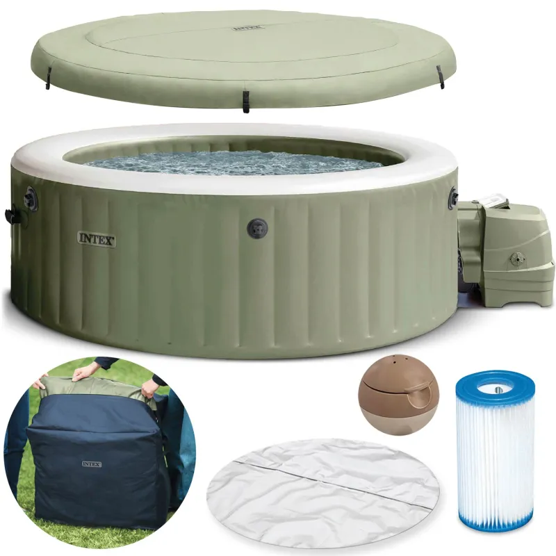 Aufblasbare SPA mit Hydromassage für 4 Personen, ideal für Entspannung im Garten
