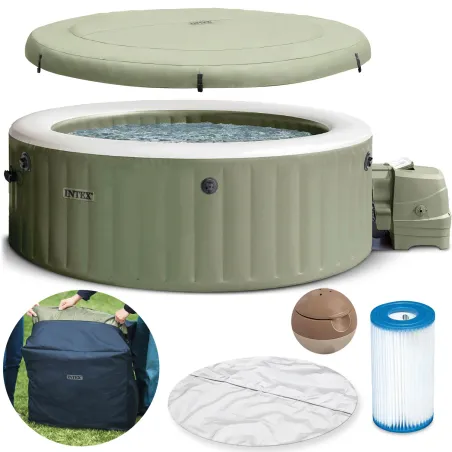 Aufblasbare SPA mit Hydromassage für 4 Personen, ideal für Entspannung im Garten