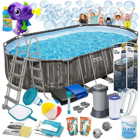 Garten-Stahlrahmen-Pool 610 x 366 x 122 cm, ideal für den Garten, Bestway 5611R