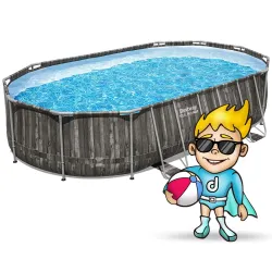 Großer Garten-Stahlrahmen-Pool 610 x 366 x 122 cm, ideal für den Sommer