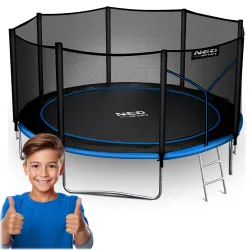 Neo-Sport Gartentrampolin 12ft/374cm mit äußerem Netz und Leiter