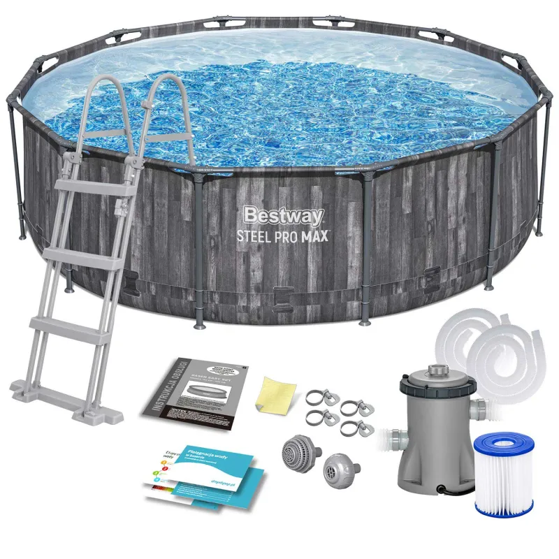 Stahlrahmen-Pool 366 x 100 cm, ideal für den Garten, robustes PVC-Material