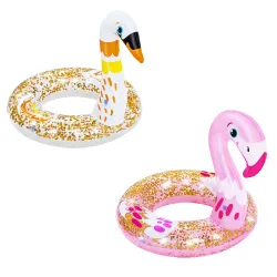 Bestway 36306 Schwimmring in Form eines Schwans, leuchtende Farben, ideal für den Sommer