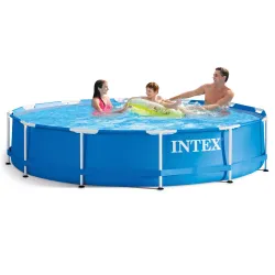 INTEX 28210 Stahlrahmen-Pool, blauer Farbton, ideal für den Sommer