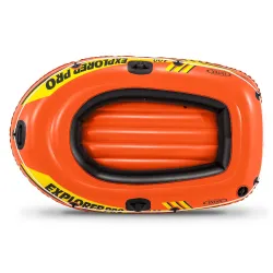 Gelbes Explorer PRO 100 Schlauchboot, ideal für Familienabenteuer auf dem Wasser