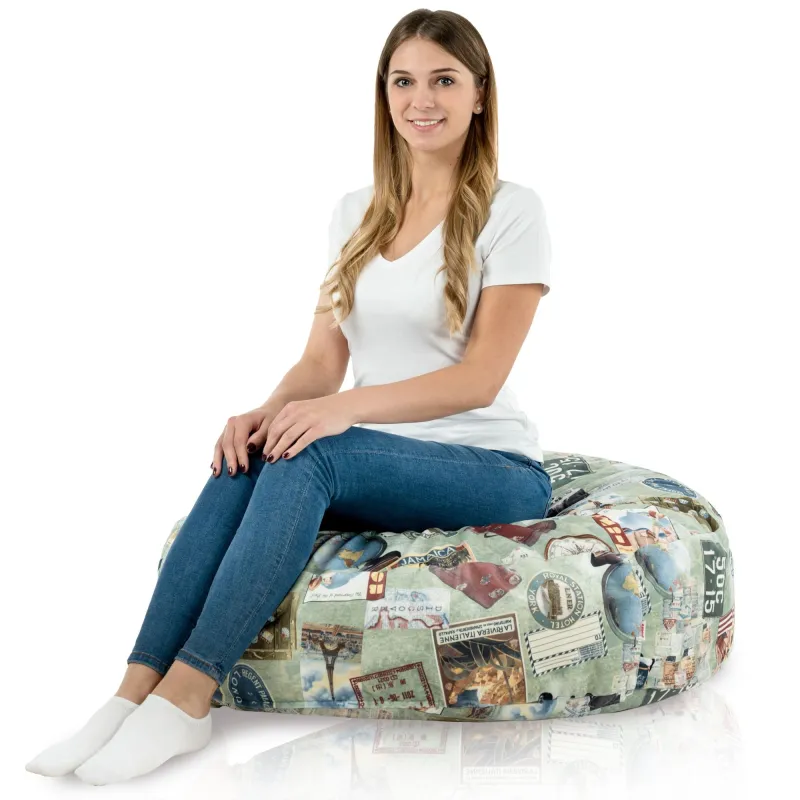 Bodenkissen Rund Monaco 90 cm Print-Stoff | Italpouf