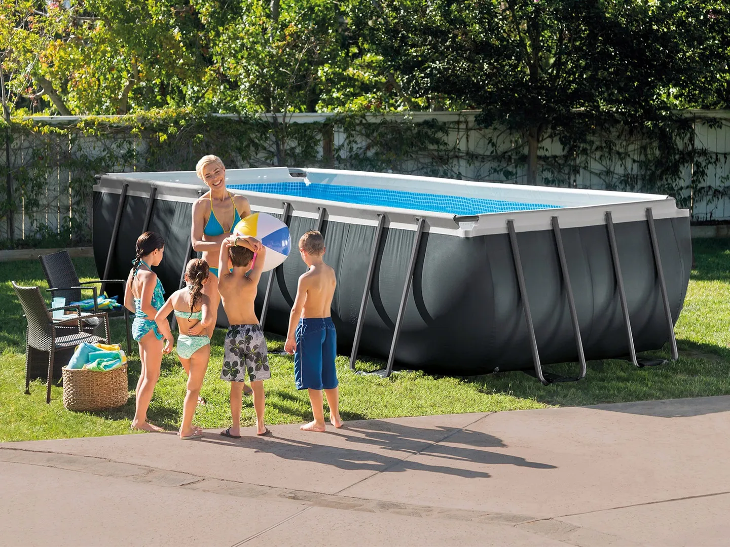 Garten-Stahlrahmenbecken 549 x 274 x 132 cm 21in1 INTEX 26356 + Roller GRATIS - 10