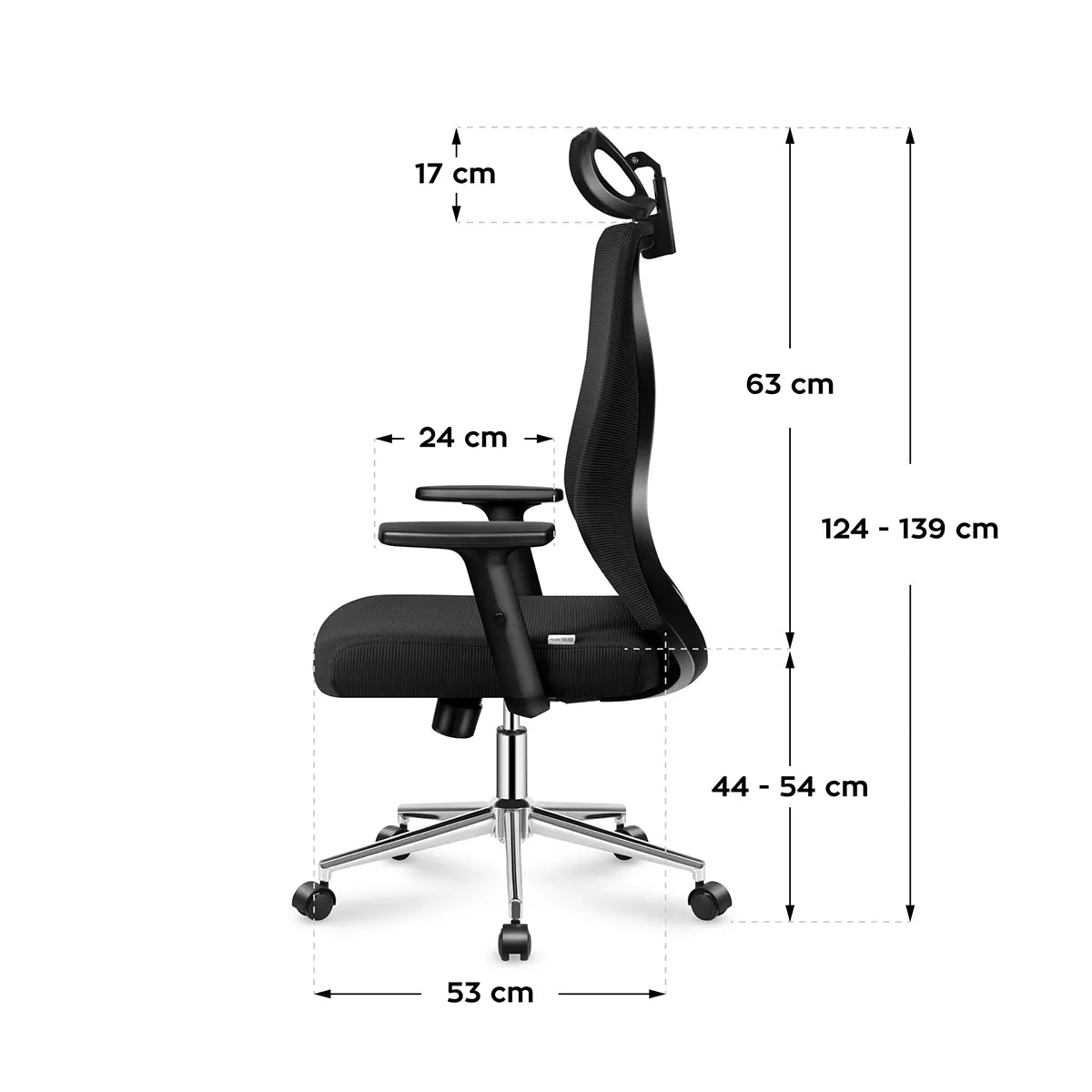 Abmessungen des Stuhls Mark Adler Manager 3.5 Black